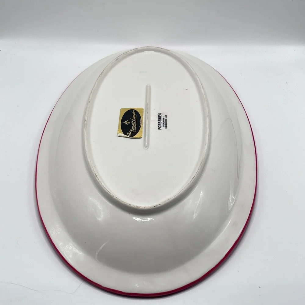 Foreside Red Snowman Ceramic Oval Serving Platter Holiday Christmas Dish 18 in